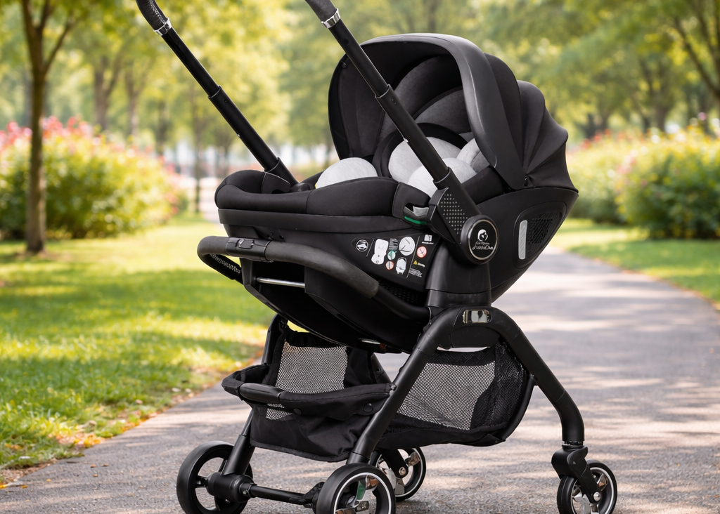 Baby travel system with pushchair and car seat for newborns