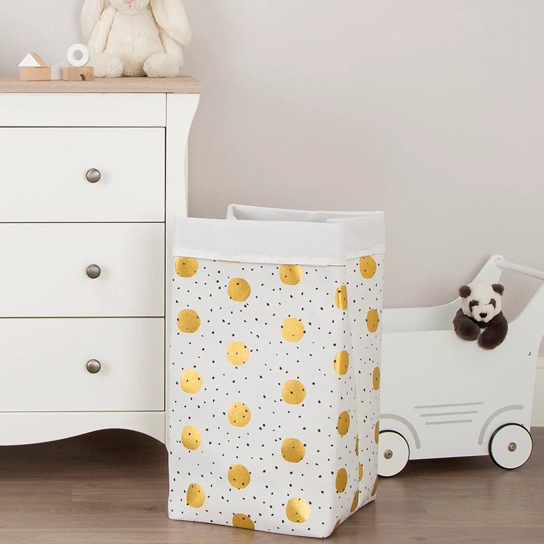 Childhome Canvas Storage Box – Gold Dots: A Stylish Solution for Your Little One’s Room - For Your Little One