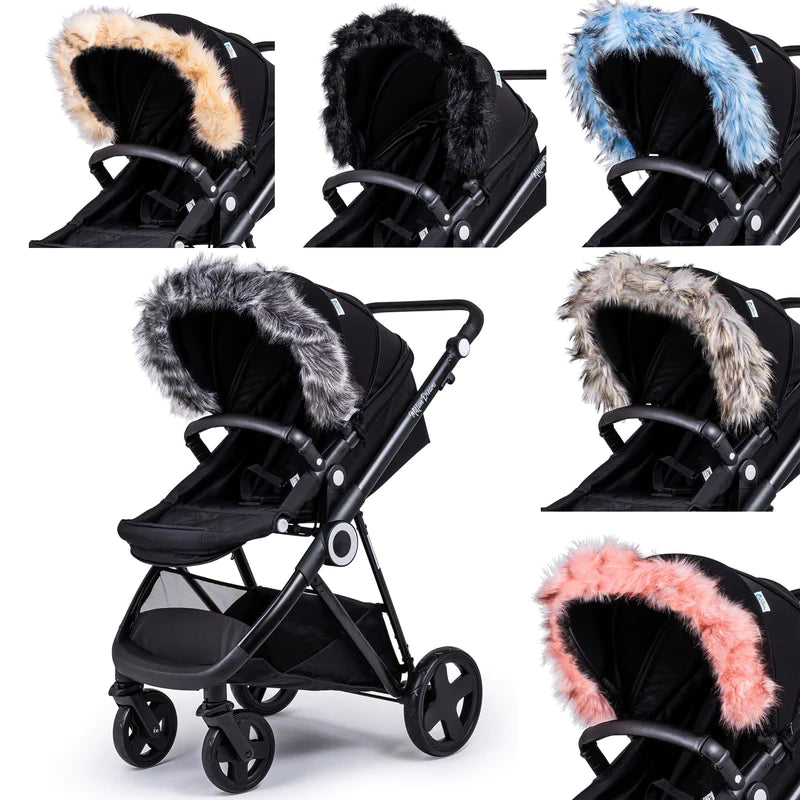 Grey egg pram with fur hood hotsell