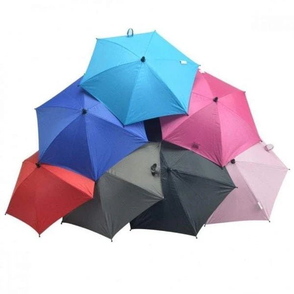 Parasol Universal Para Carrito De Bebé Con Brazo Flexible - Color Azul Marino/Rosa Osito, 100% Algodón, Hecho En España