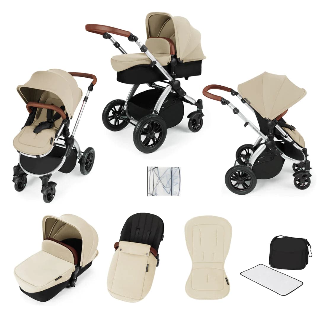 Ickle Bubba Stomp V3 2 In 1 Carrycot & Pushchair - Silver / Sand / Tan - | For Your Little One
