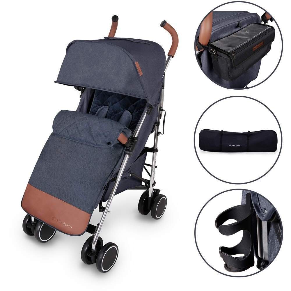 Ickle bubba Discovery Prime Stroller (Denim Blue on Silver) (shop display) - For Your Little One