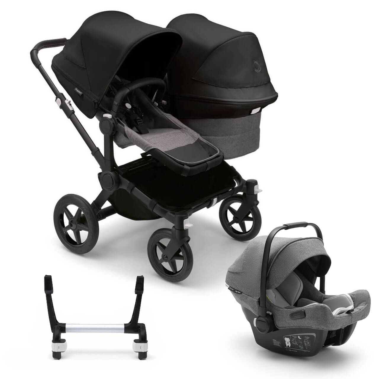 Bugaboo Donkey 5 Duo Travel System on Black/Grey Chassis +Turtle Air - Choose Your Colour - For Your Little One