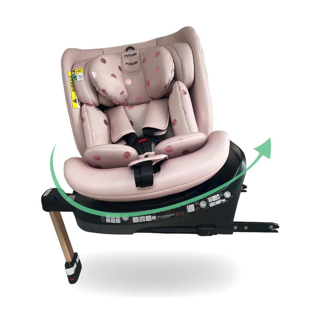 My Babiie MBCSSPIN i-Size (40-150cm) Spin Car Seat - Samantha Faiers Pink Polka - For Your Little One