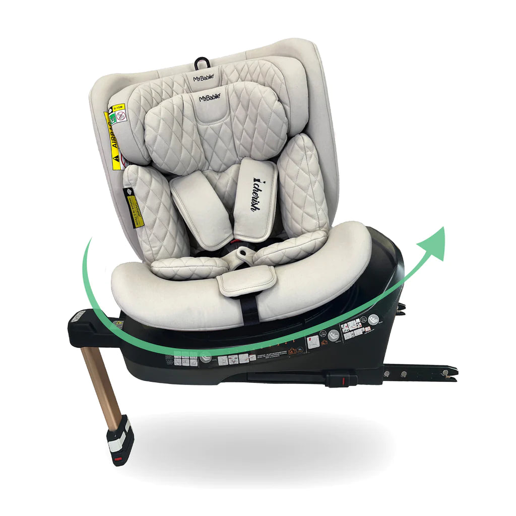 My Babiie MBCSSPIN i-Size (40-150cm) Spin Car Seat - Dani Dyer Stone -  | For Your Little One