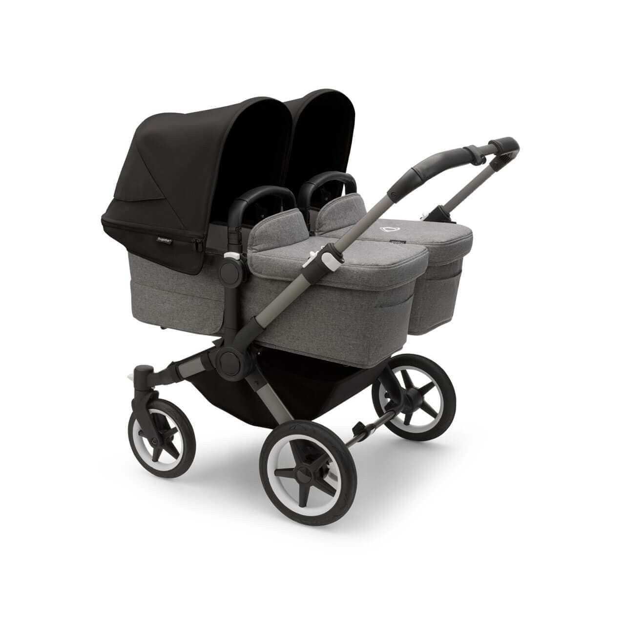 Bugaboo Donkey 5 Twin Pushchair on Graphite/Grey Chassis - Choose Your Colour - Midnight Black | For Your Little One