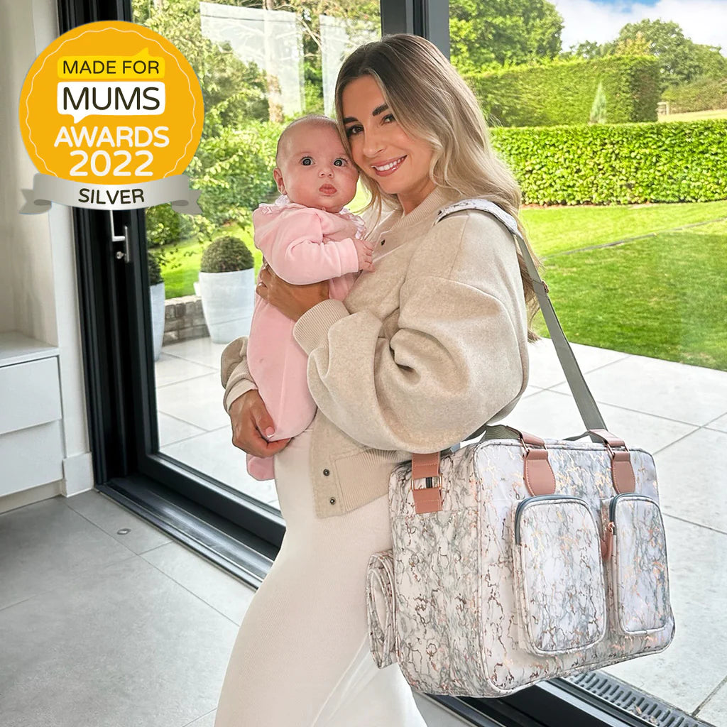 My Babiie Dani Dyer Metallic Rose Gold Marble Deluxe Changing Bag -  | For Your Little One