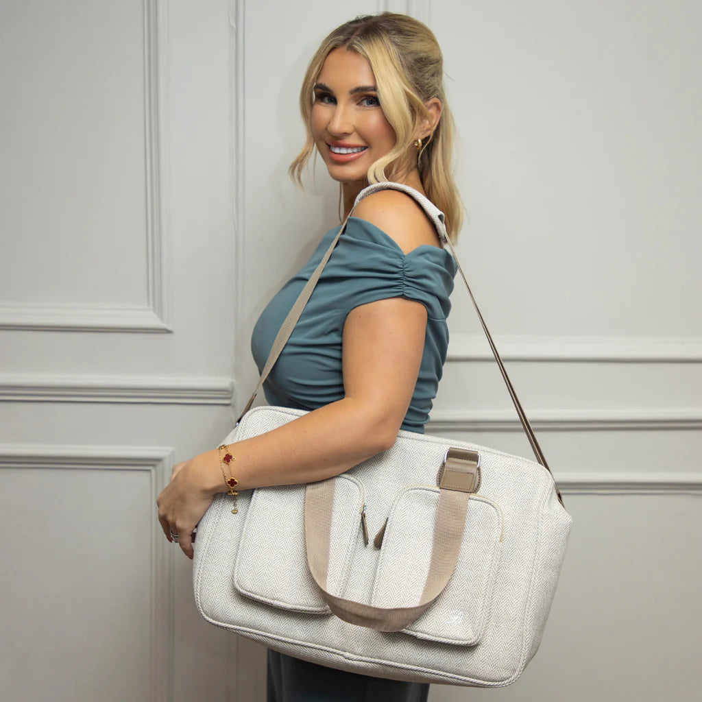 My Babiie Billie Faiers Oatmeal Herringbone Deluxe Changing Bag - For Your Little One