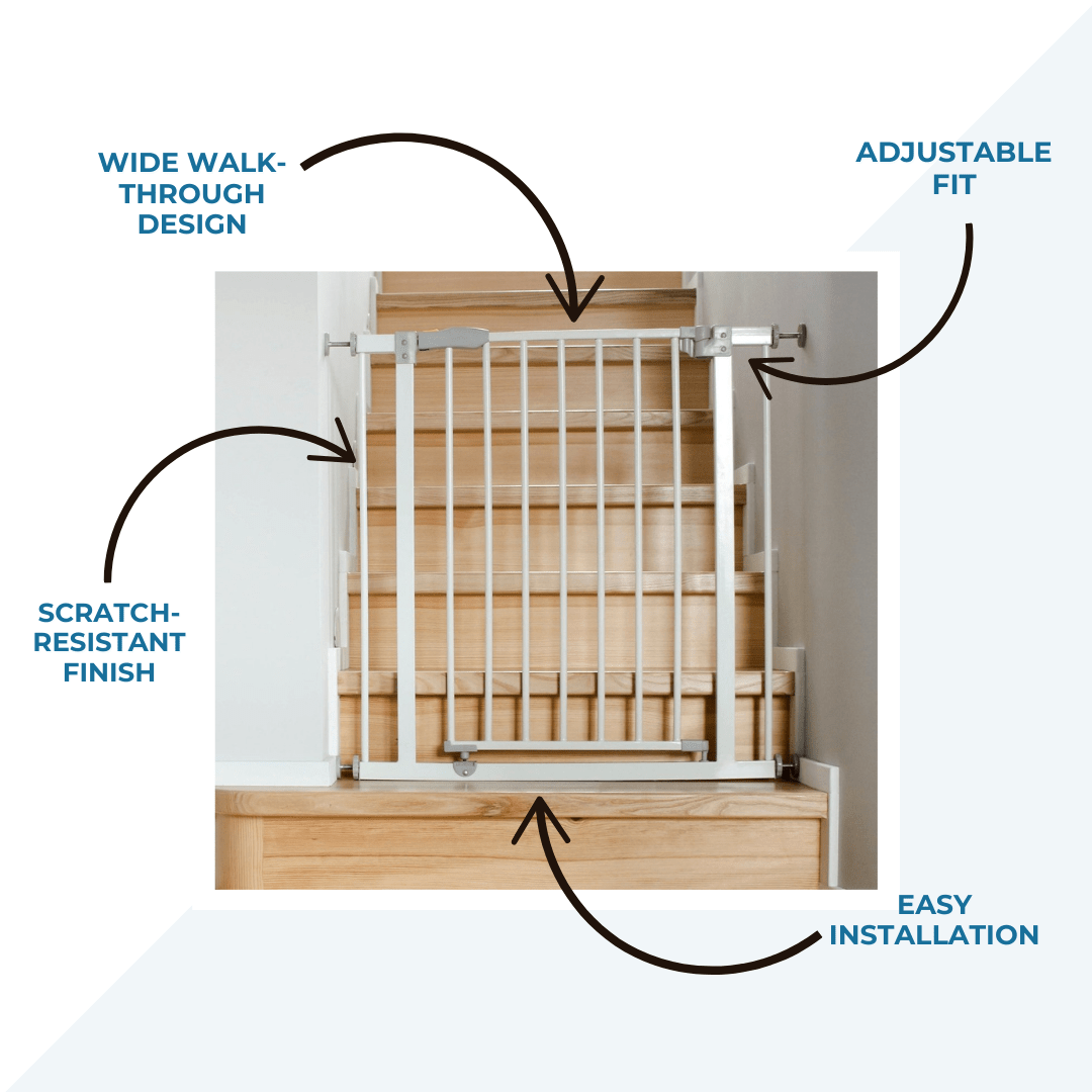 2x FYLO Baby Safety Stair Gate Pressure Fit Extra Wide - Grey - For Your Little One