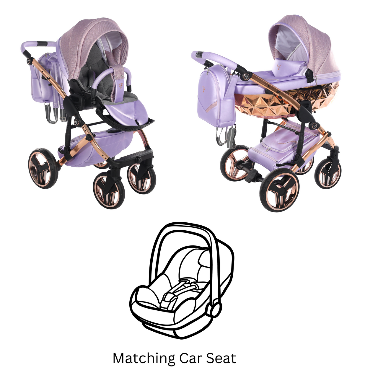 Junama Dolce 3 In 1 Travel System - Lilac / Rose Gold - For Your Little One