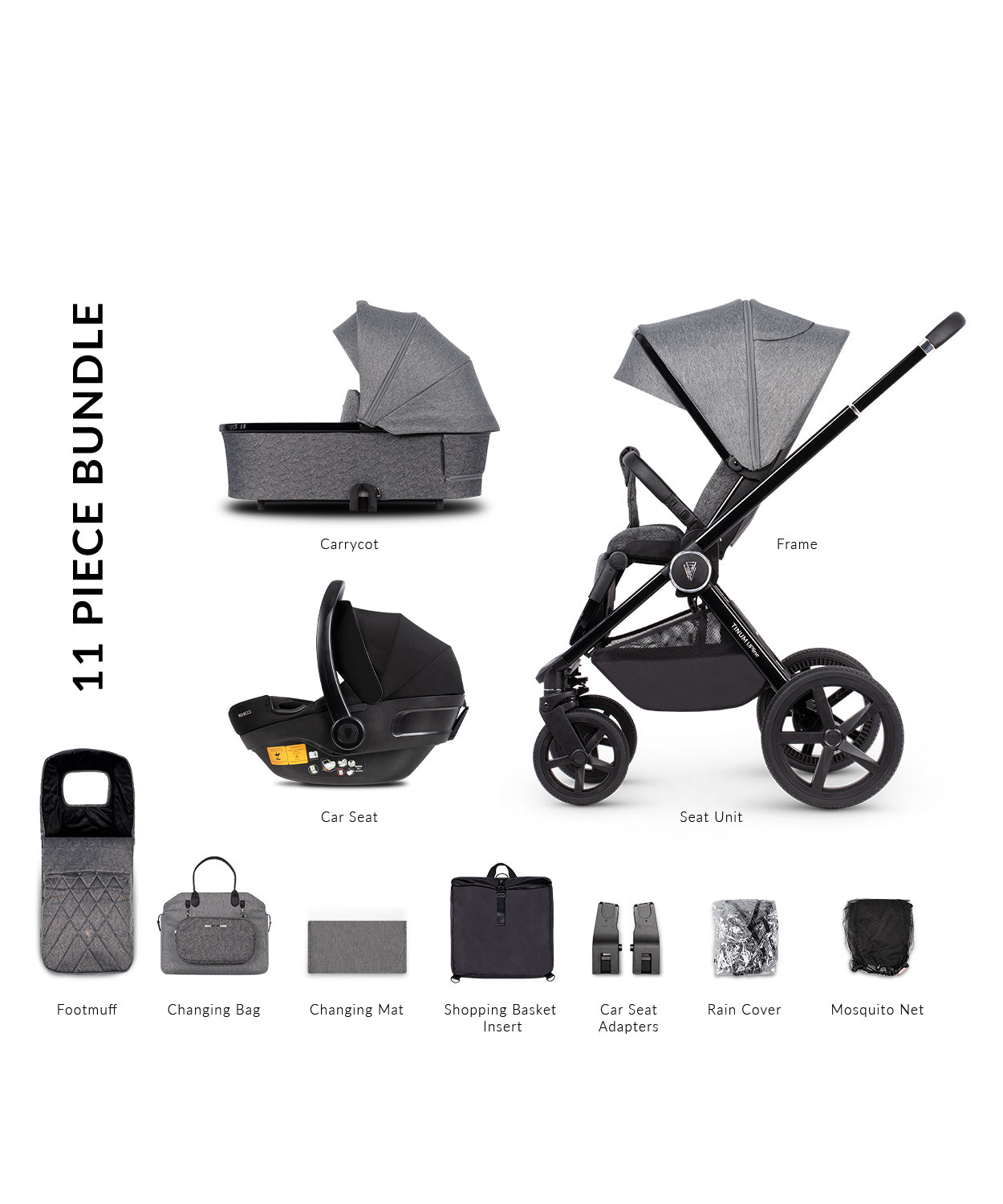 Venicci Tinum Upline 3 In 1 Travel System - Slate Grey - For Your Little One