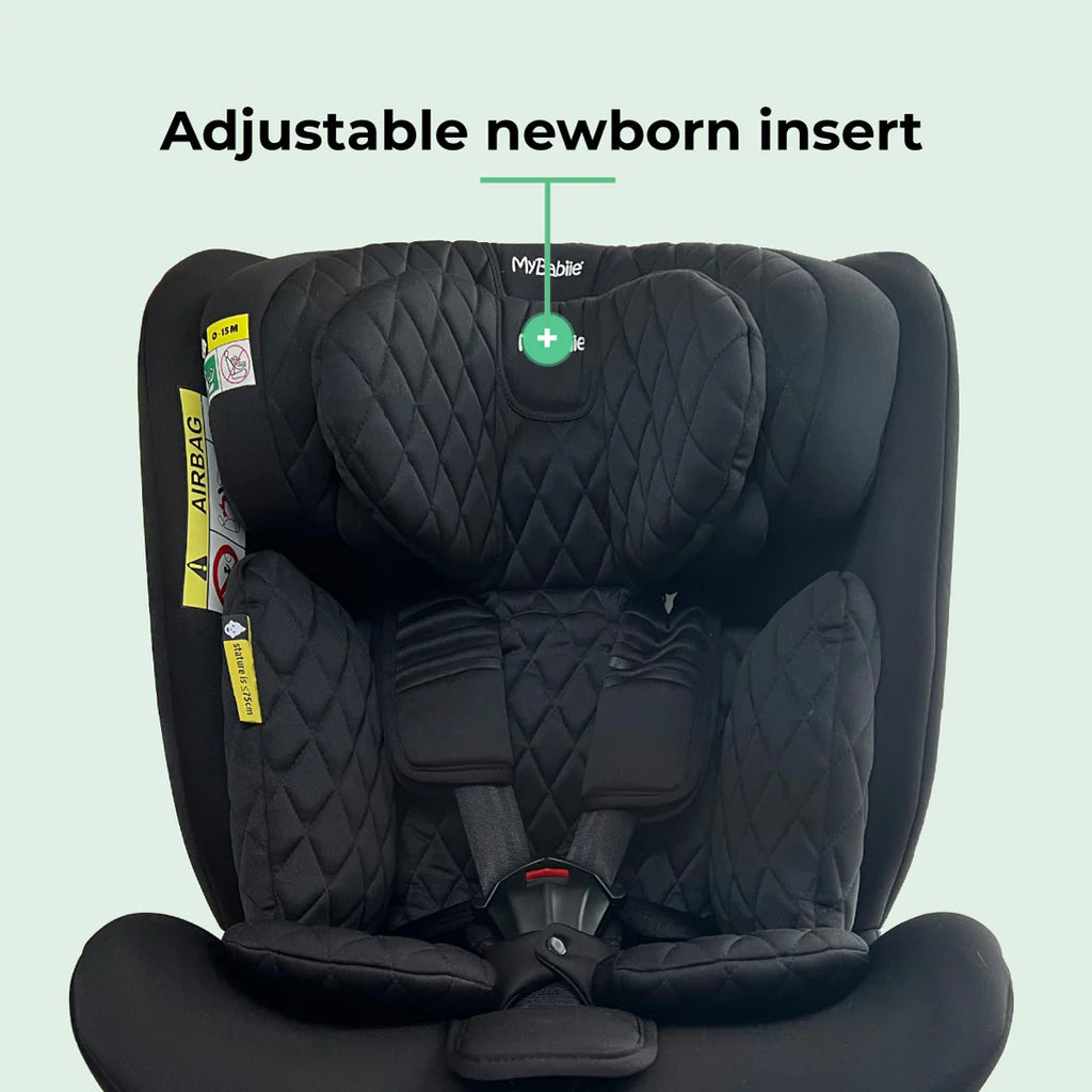 My Babiie MBCSSPIN i-Size (40-150cm) Spin Car Seat - Billie Faiers Quilted Black - For Your Little One