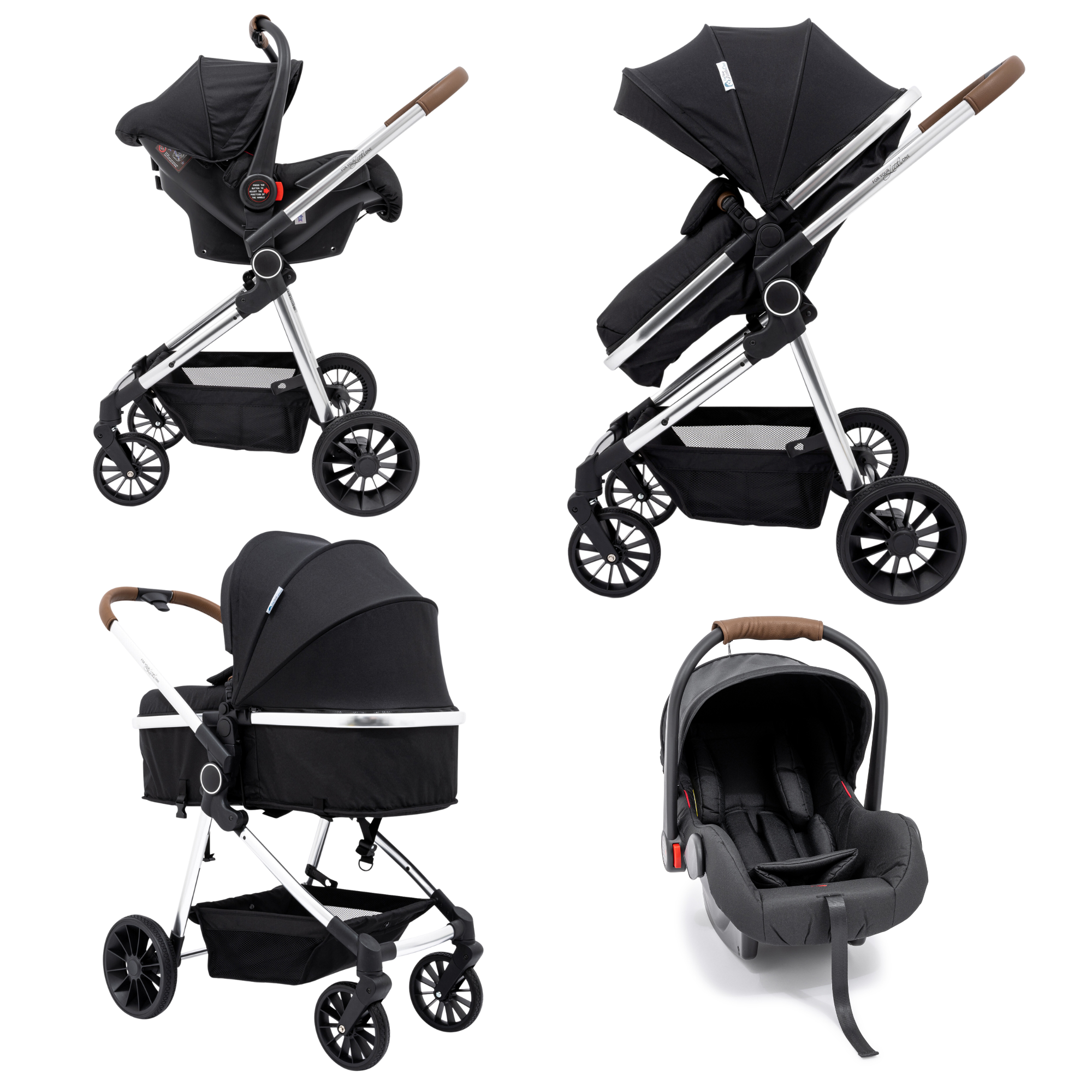For Your Little One LITE 3 In 1 Travel System - Black - For Your Little One