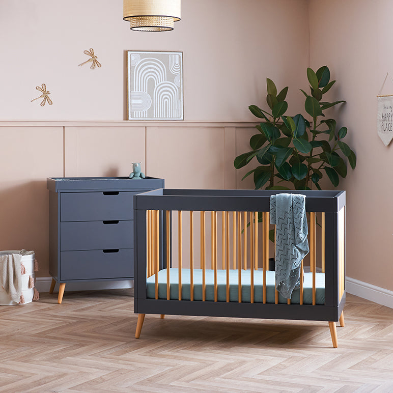Obaby Maya Mini Scandi  2 Piece Room Set - Slate with Natural -  | For Your Little One