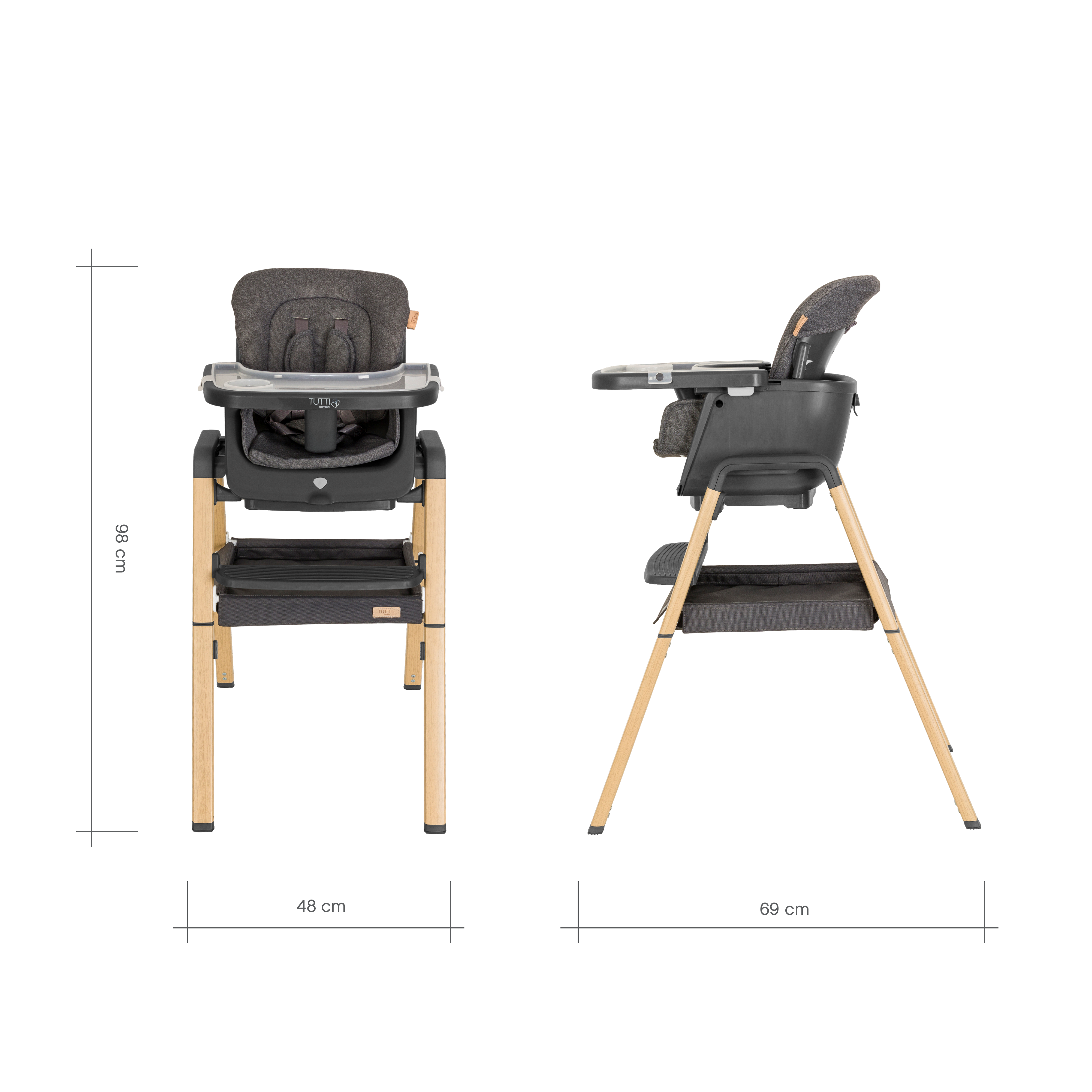 Tutti Bambini Nova Birth to 12 Years Complete Highchair Package - Grey/Oak - For Your Little One