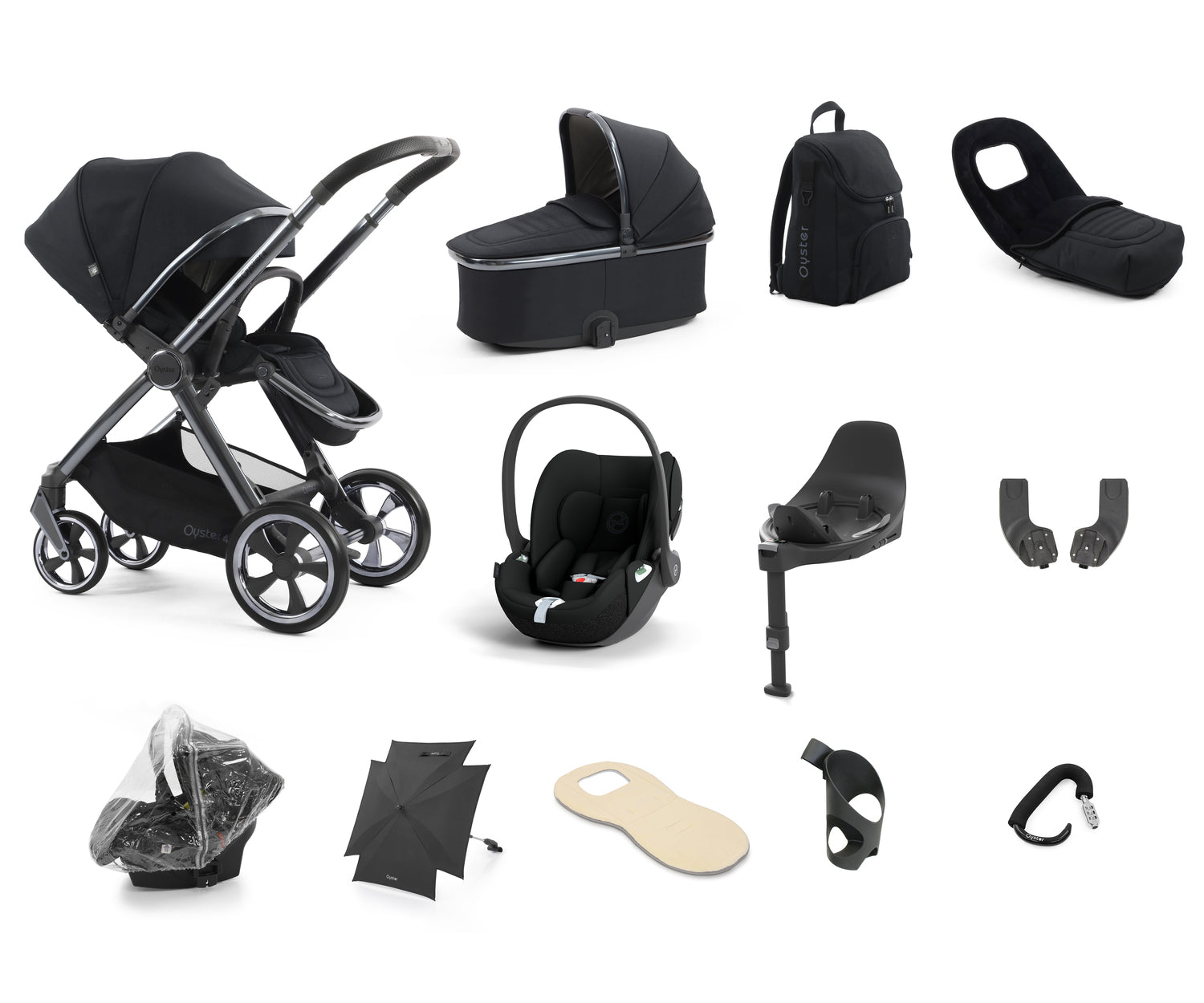 Babystyle Oyster 4 Ultimate 12 Piece Travel System Bundle - Carbonite