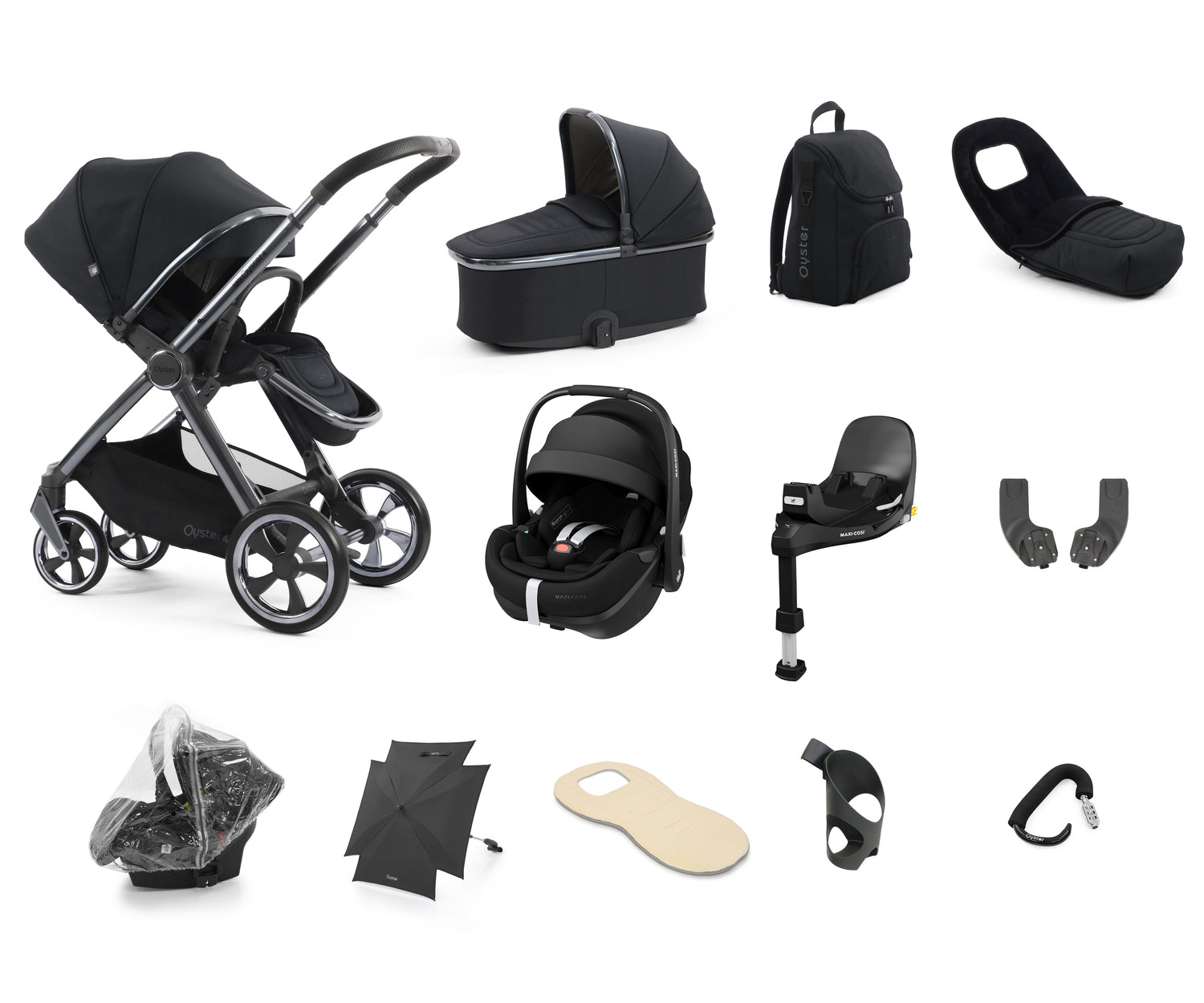 Babystyle Oyster 4 Ultimate 12 Piece Travel System Bundle - Carbonite