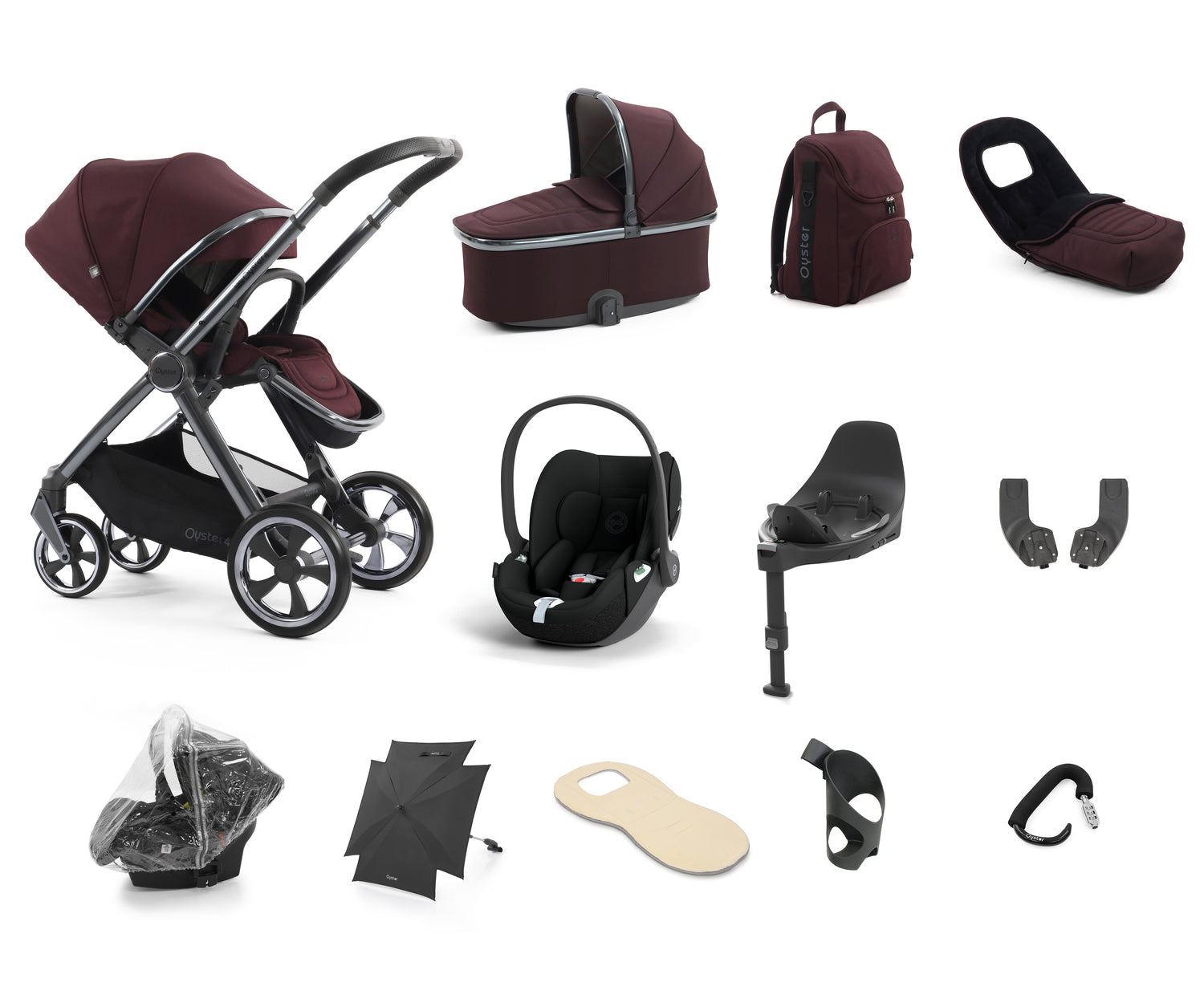 Babystyle Oyster 4 Ultimate 12 Piece Travel System Bundle - Mulberry