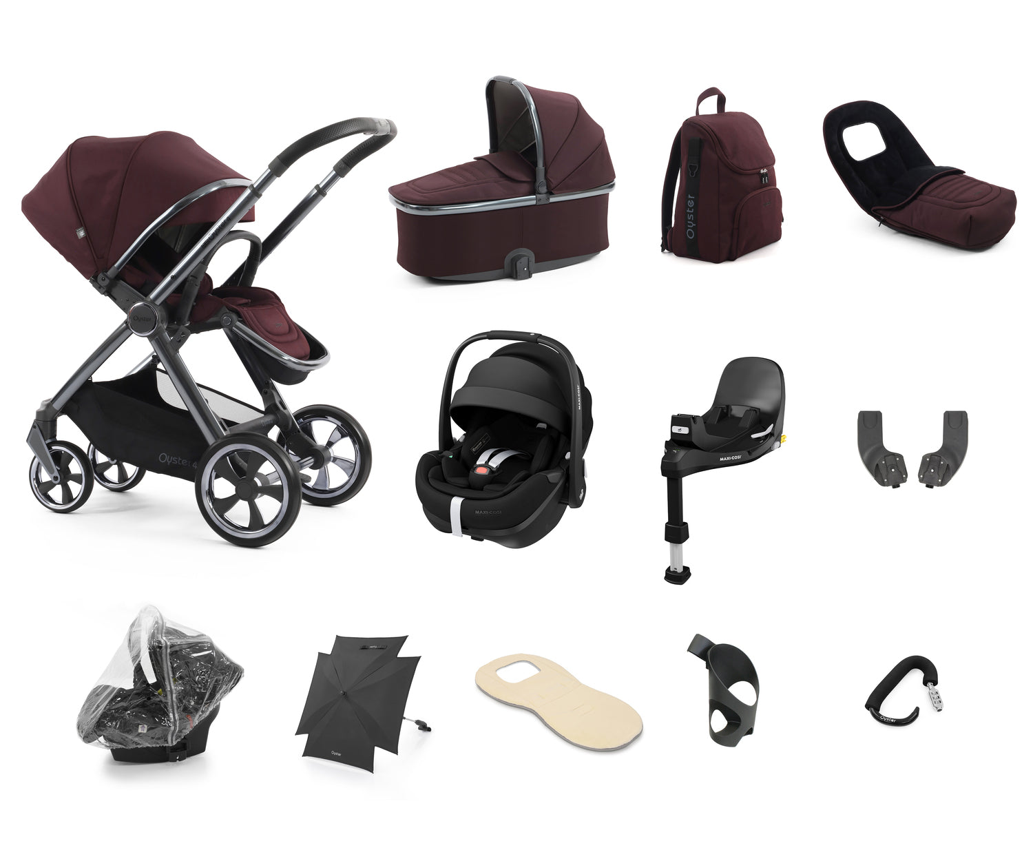 Babystyle Oyster 4 Ultimate 12 Piece Travel System Bundle - Mulberry