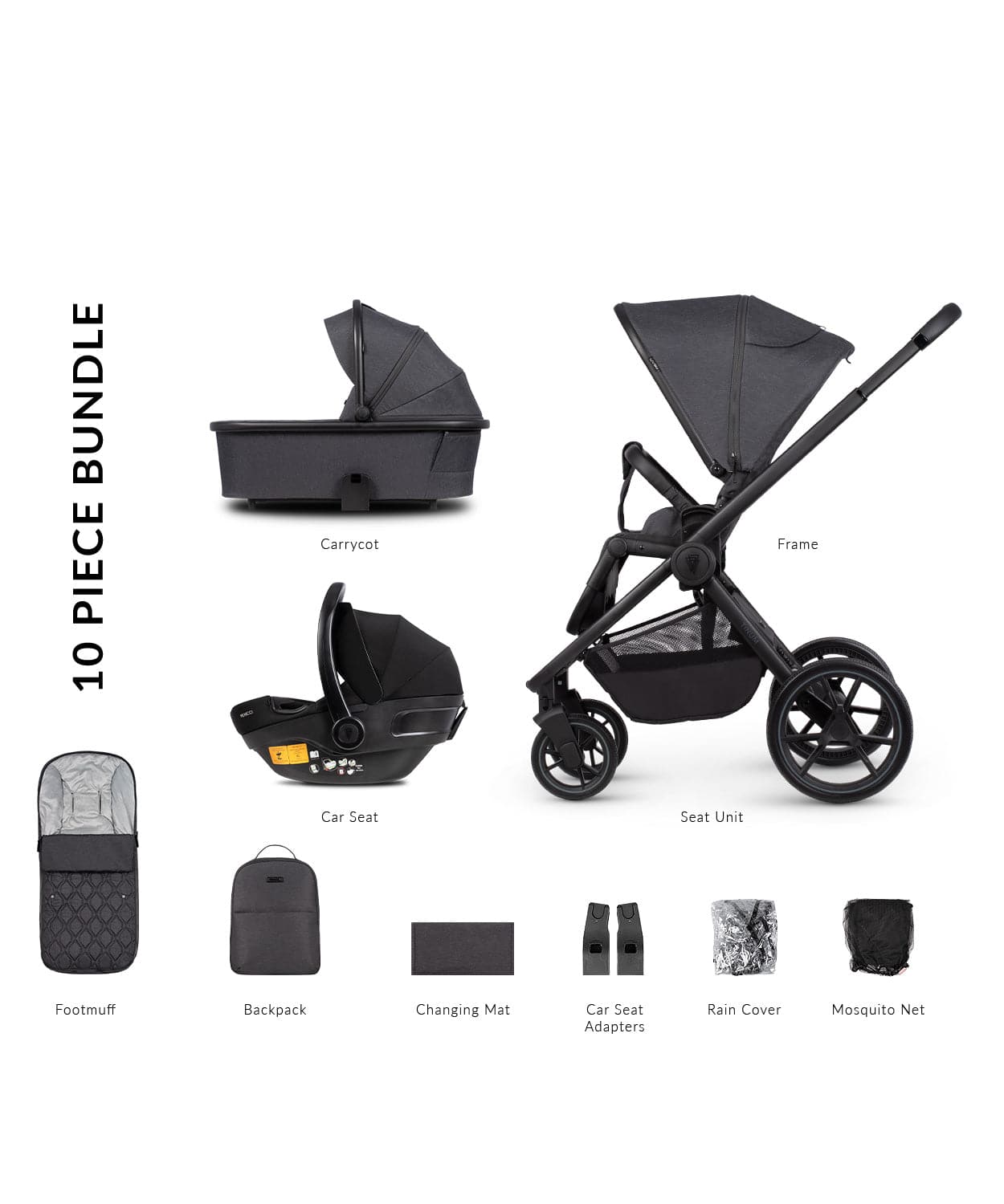 Venicci Tinum Edge 3 In 1 Travel System - Charcoal - For Your Little One