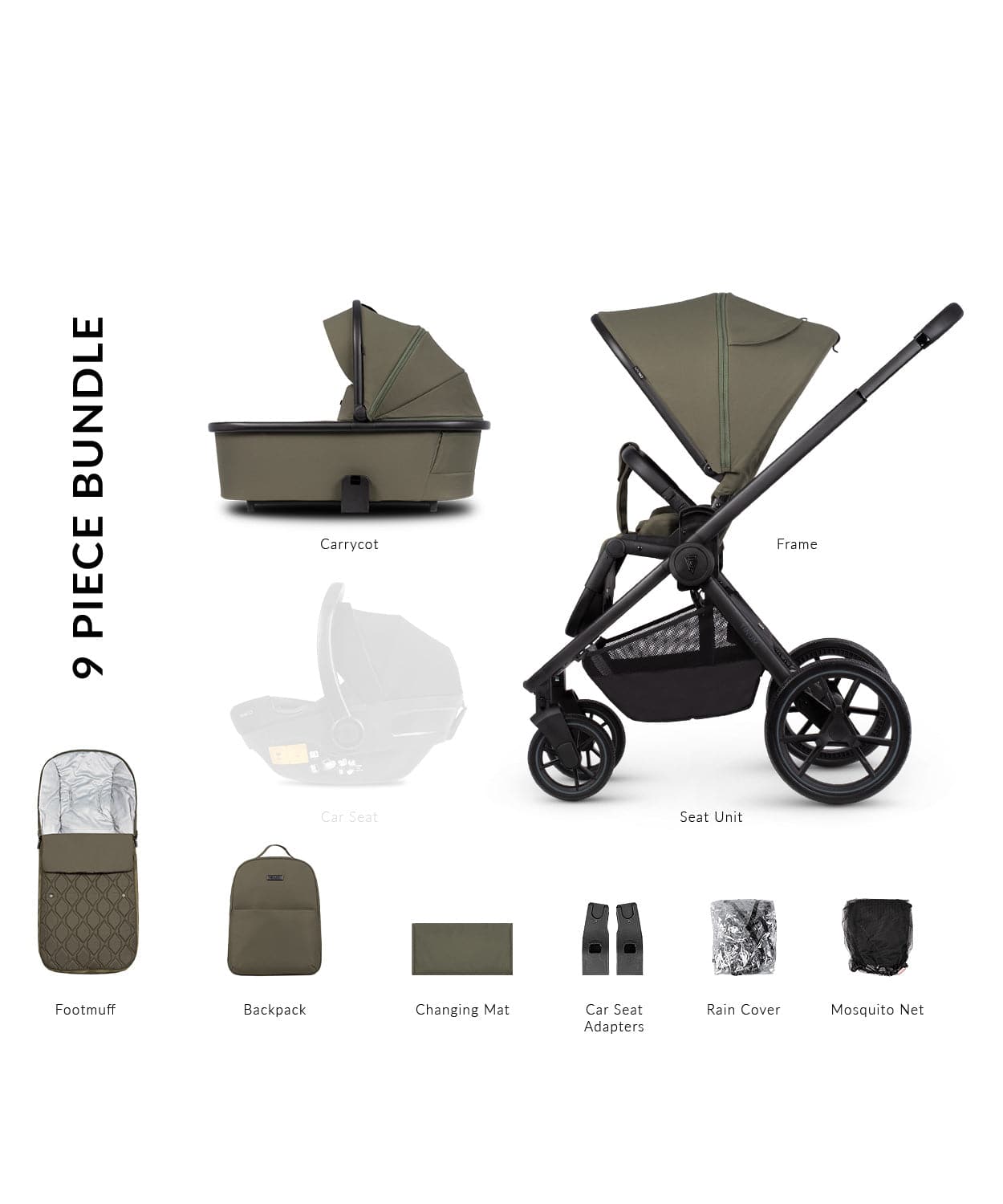 Venicci Tinum Edge 2 In 1  Pram Pushchair - Moss -  | For Your Little One