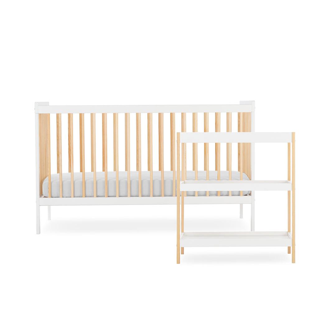 CuddleCo Nola 2 Piece Set Changer + Cot Bed - White/Natural - For Your Little One