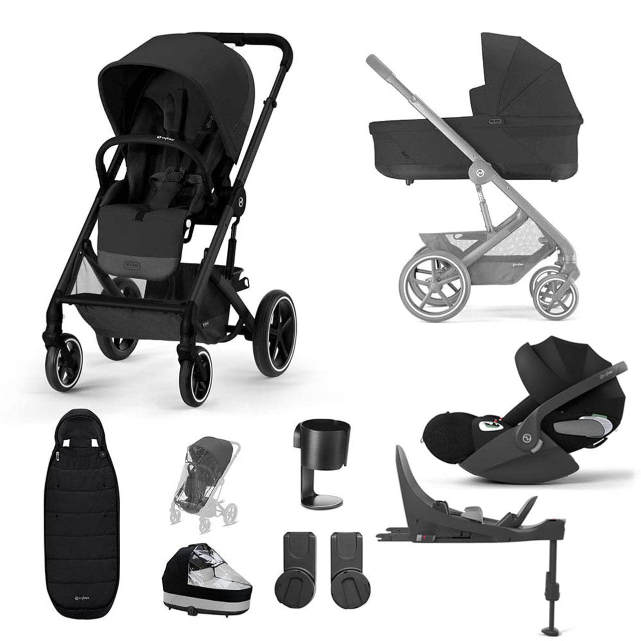 Cybex Balios S Lux 10 Piece Luxury Travel System Bundle- Moon Black - For Your Little One