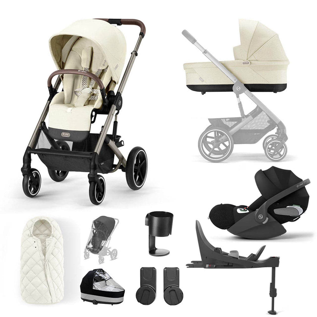 Cybex Balios S Lux 10 Piece Luxury Travel System Bundle- Seashell Beige -  | For Your Little One