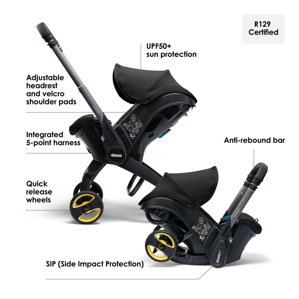 Doona i Car Seat & Stroller + ISOFIX Base - Nitro Black - For Your Little One