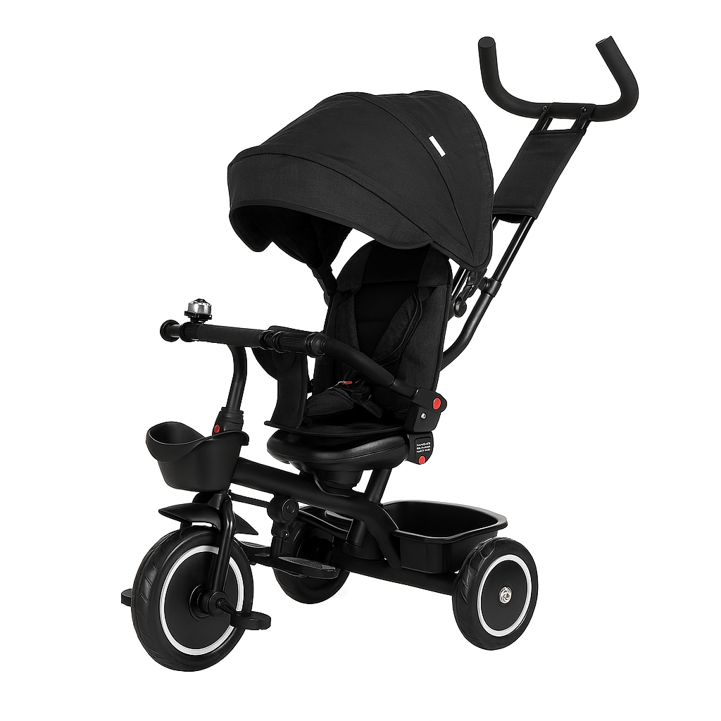 hauck learning trike 6-in-1 Trike V3 Black | Parent Push Trike 9 Months - 5 Years