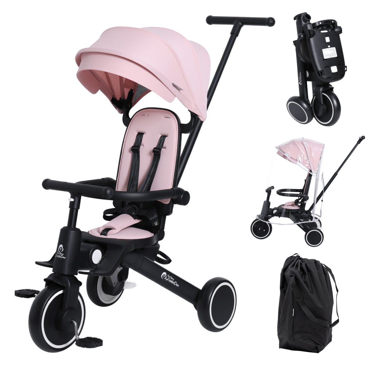 Foryourlittleone Xplor Plus 6 in 1 Foldable Trike - Pastel Pink (10m - 5y) - For Your Little One