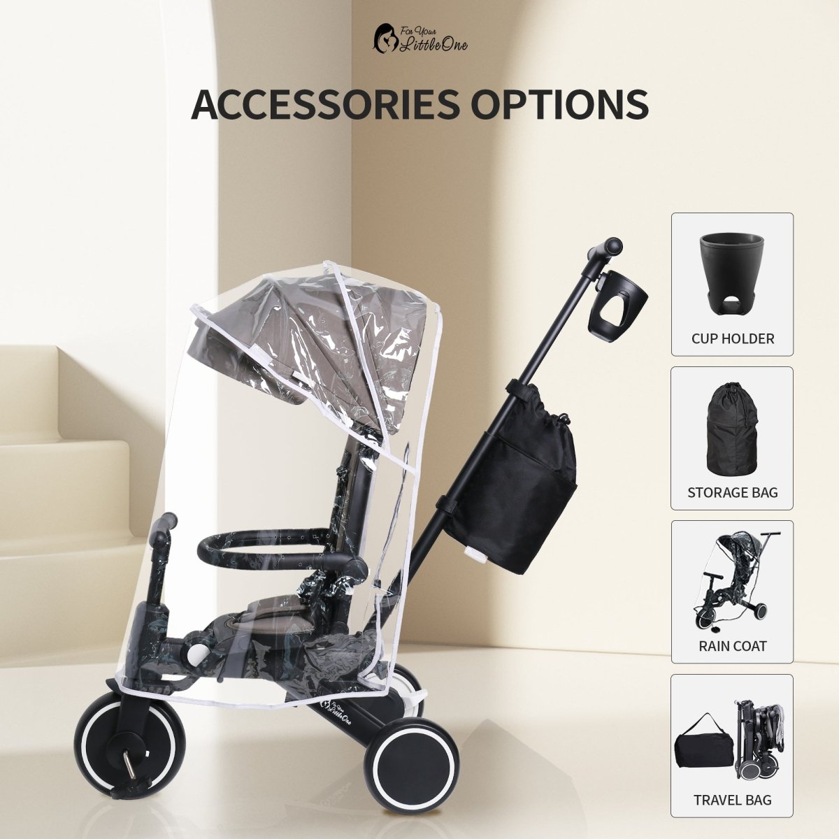 Foryourlittleone Xplor Ultimate Foldable Trike - Jet Black (2025) - For Your Little One