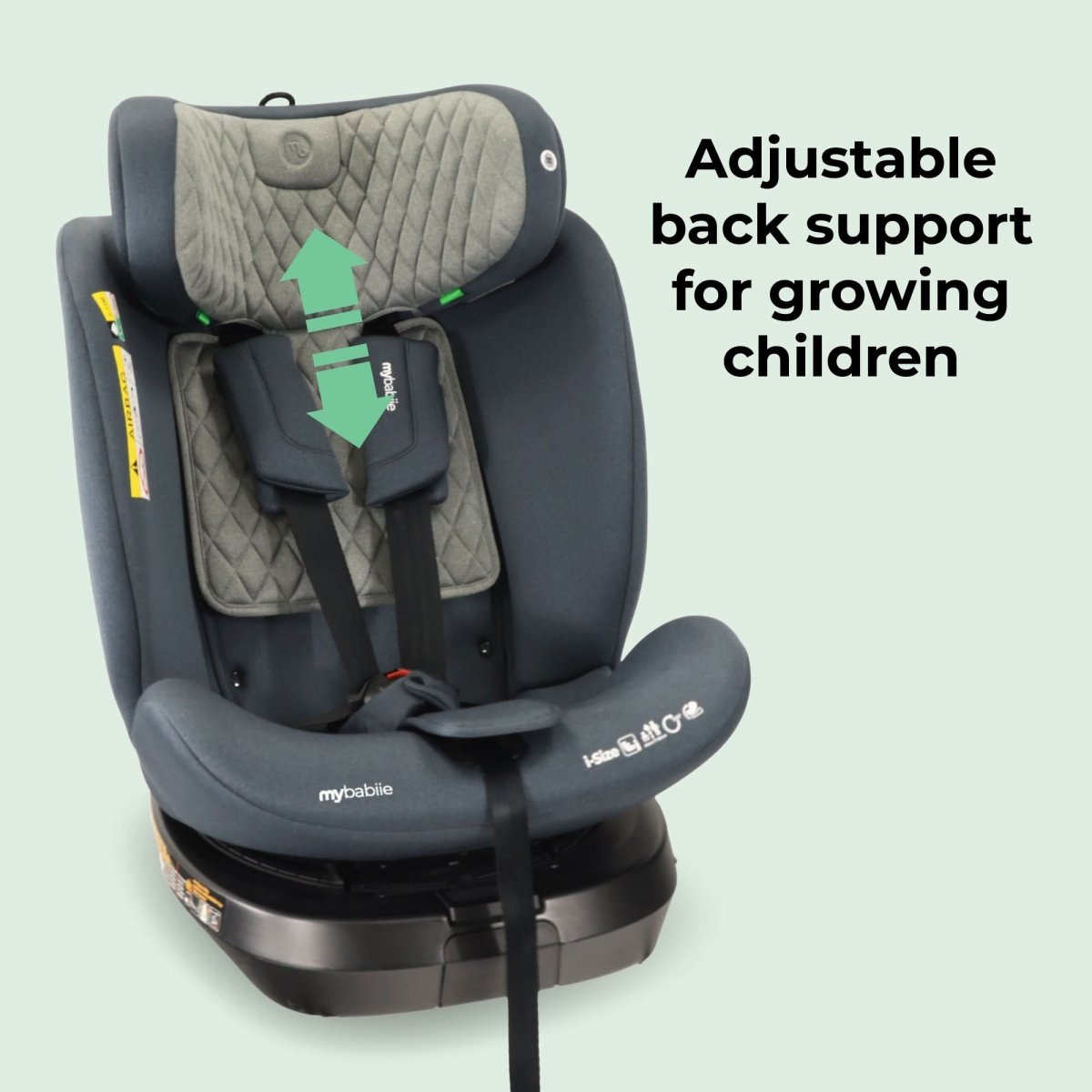 My Babiie i - Size (40 - 150cm) Spin Car Seat - Slate Blue - For Your Little One