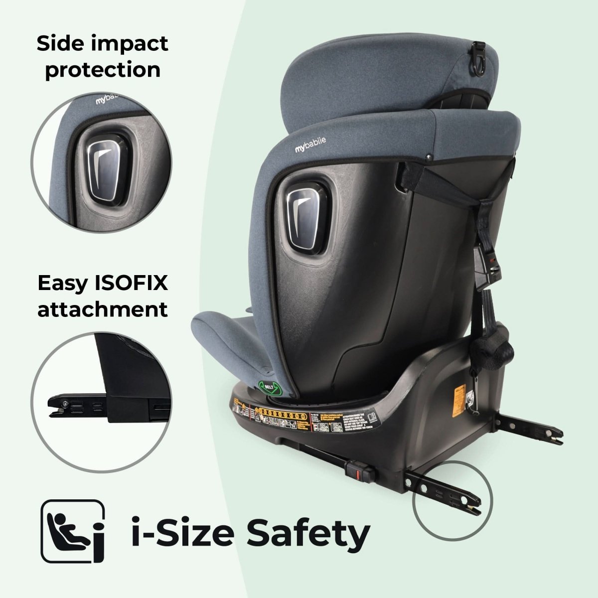 My Babiie i - Size (40 - 150cm) Spin Car Seat - Slate Blue - For Your Little One