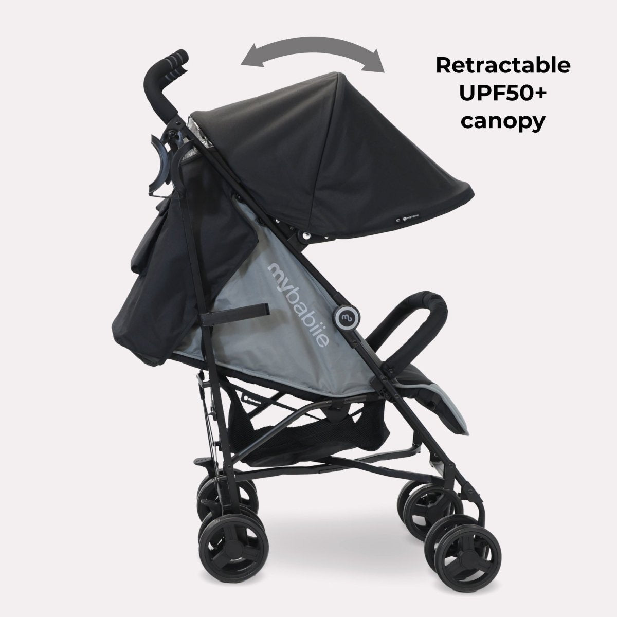 My Babiie MB02 Plus Lightweight Stroller - Black and Grey - For Your Little One