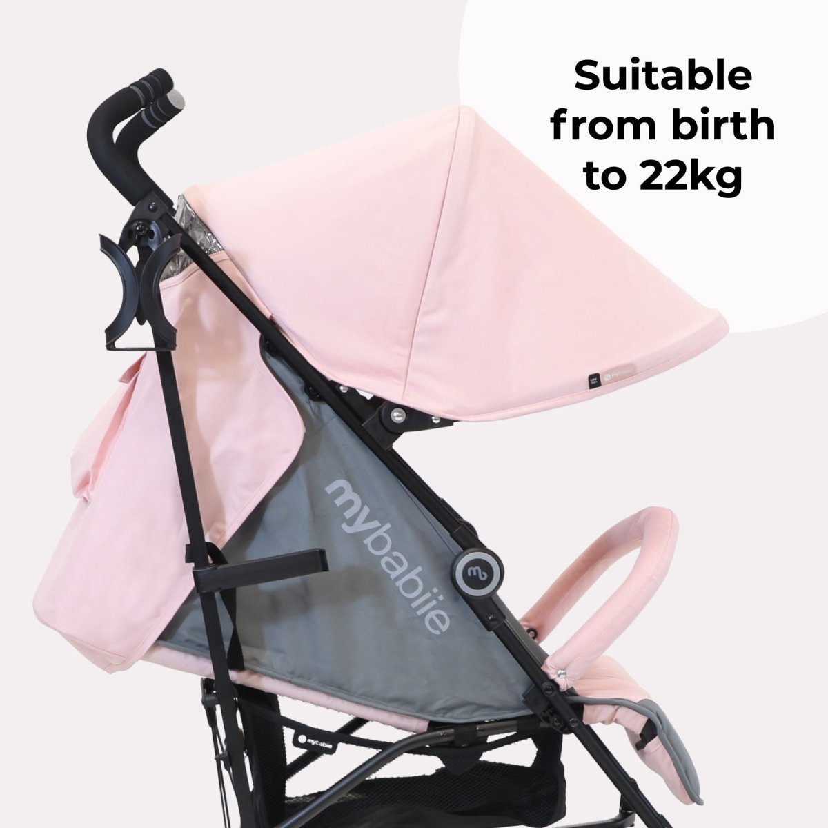 My Babiie MB02 Plus Lightweight Stroller - Pink and Grey - For Your Little One