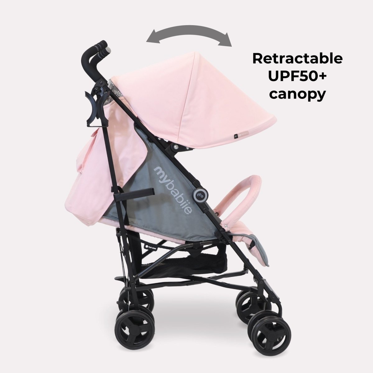 My Babiie MB02 Plus Lightweight Stroller - Pink and Grey - For Your Little One