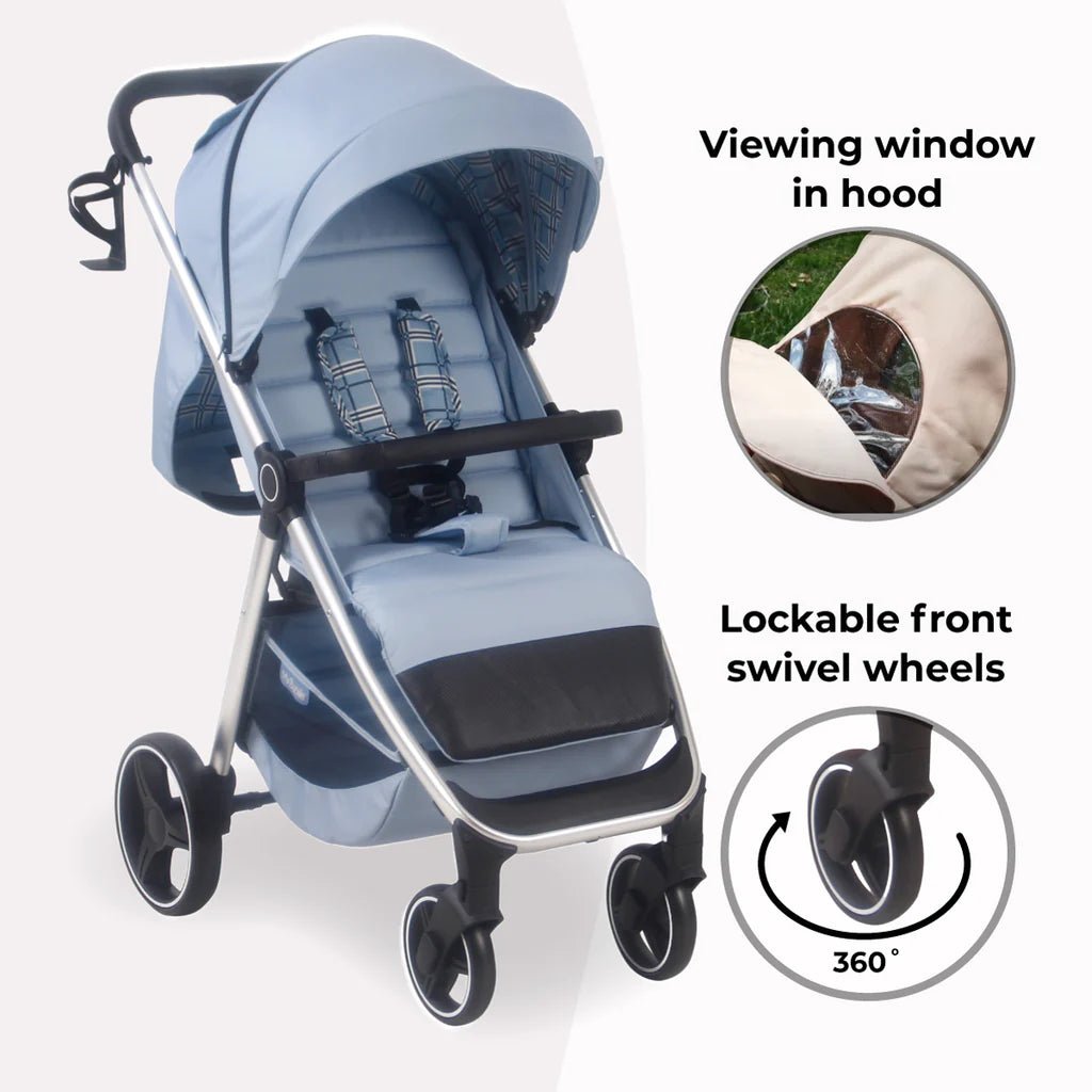 My Babiie MB160 Plus Pushchair - Blue Plaid - For Your Little One