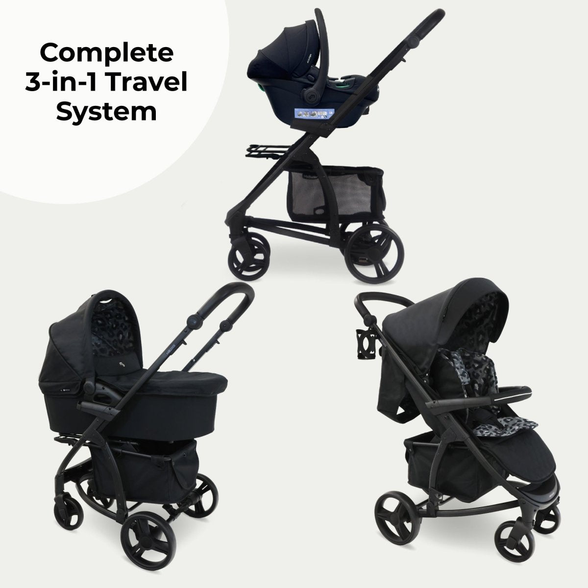 My Babiie MB200i 3 - in - 1 Travel System - Dani Dyer Black Leopard - For Your Little One