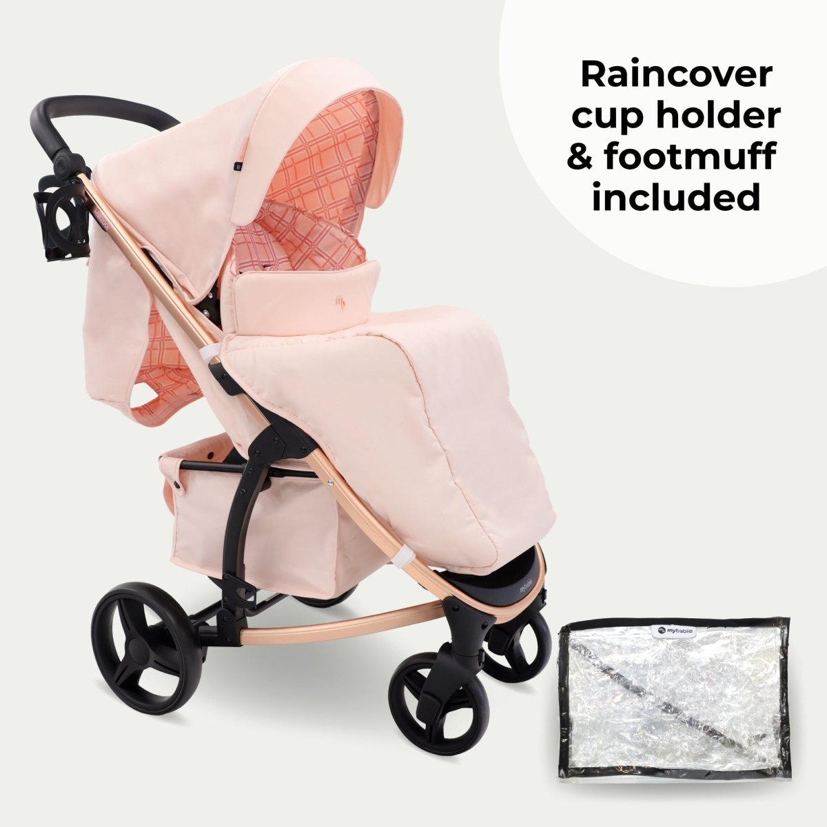 My Babiie MB200i 3 - in - 1 Travel System - Pink Plaid - For Your Little One