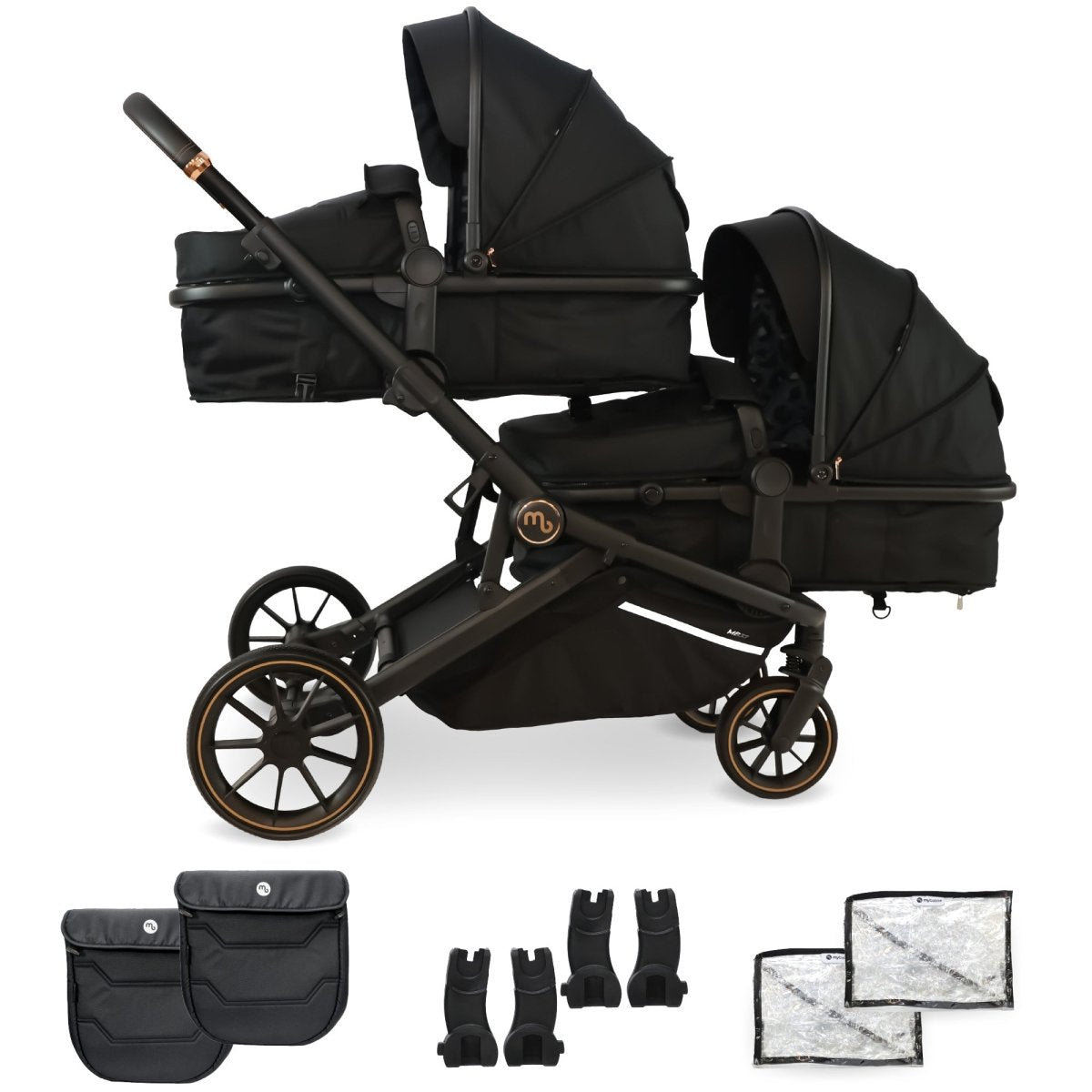 My Babiie MB33 Tandem Double Pushchair - Black Leopard - For Your Little One