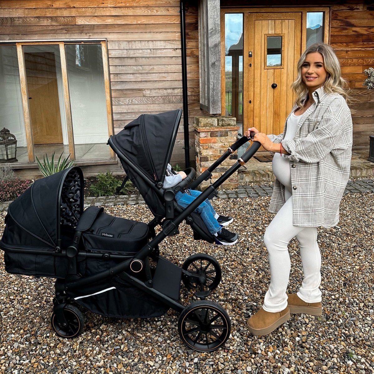 My Babiie MB33 Tandem Double Travel System 2x Car Seats / 2x Bases - Black Leopard - For Your Little One