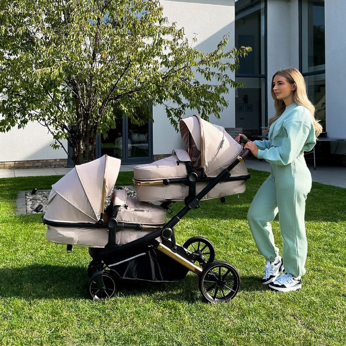 My Babiie MB33 Tandem Double Travel System 2x Car Seats / 2x Bases - Giraffe - For Your Little One