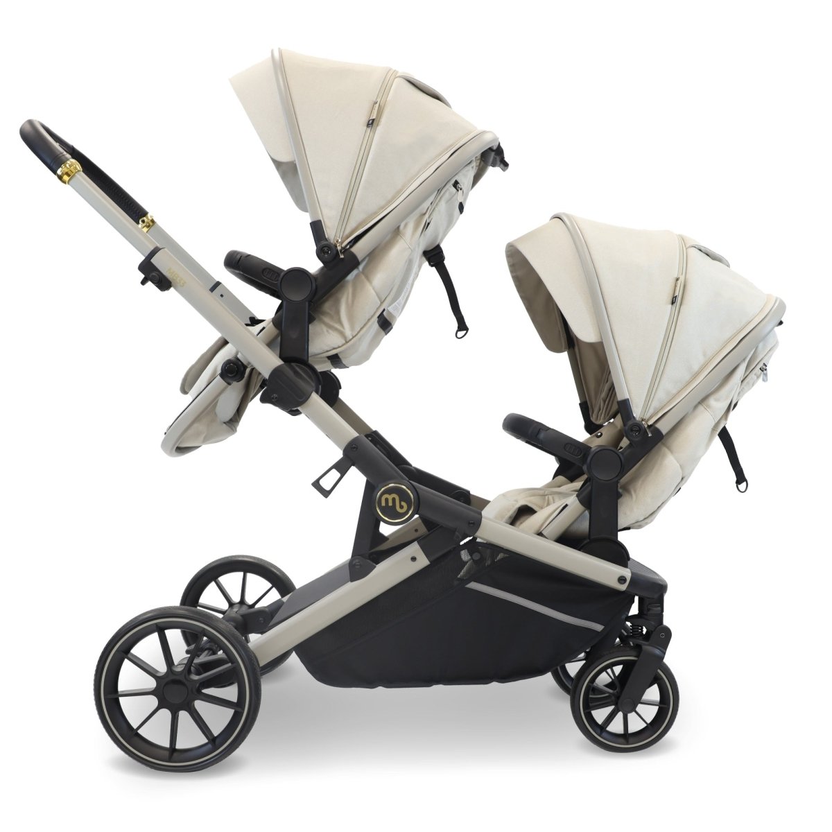 My Babiie MB33 Tandem Double Travel System 2x Car Seats / 2x Bases - Ivory - For Your Little One