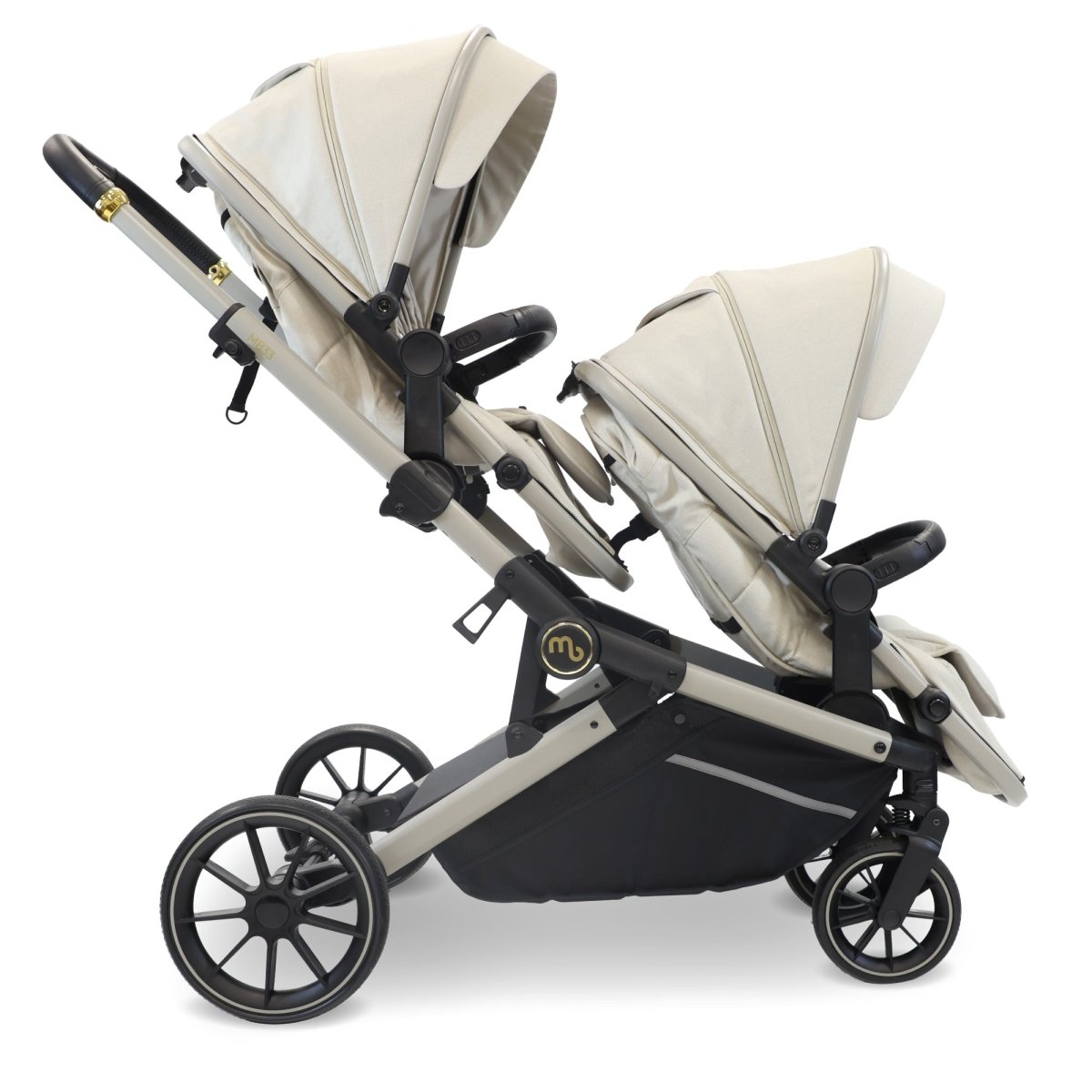 My Babiie MB33 Tandem Double Travel System 2x Car Seats / 2x Bases - Ivory - For Your Little One