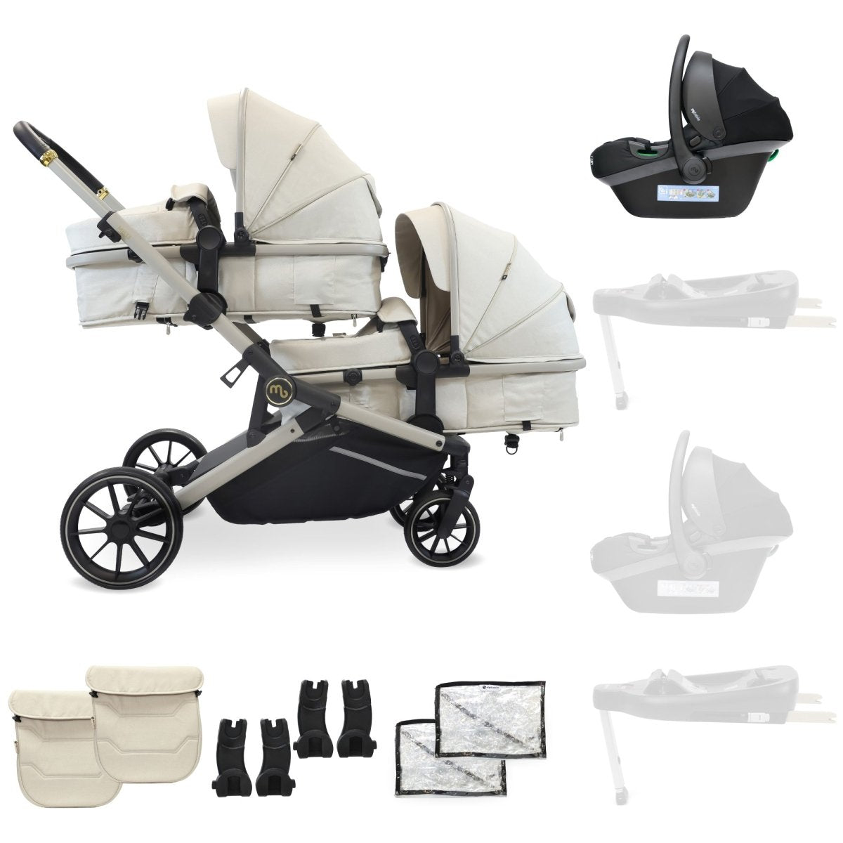 My Babiie MB33 Tandem Double Travel System - Ivory - For Your Little One