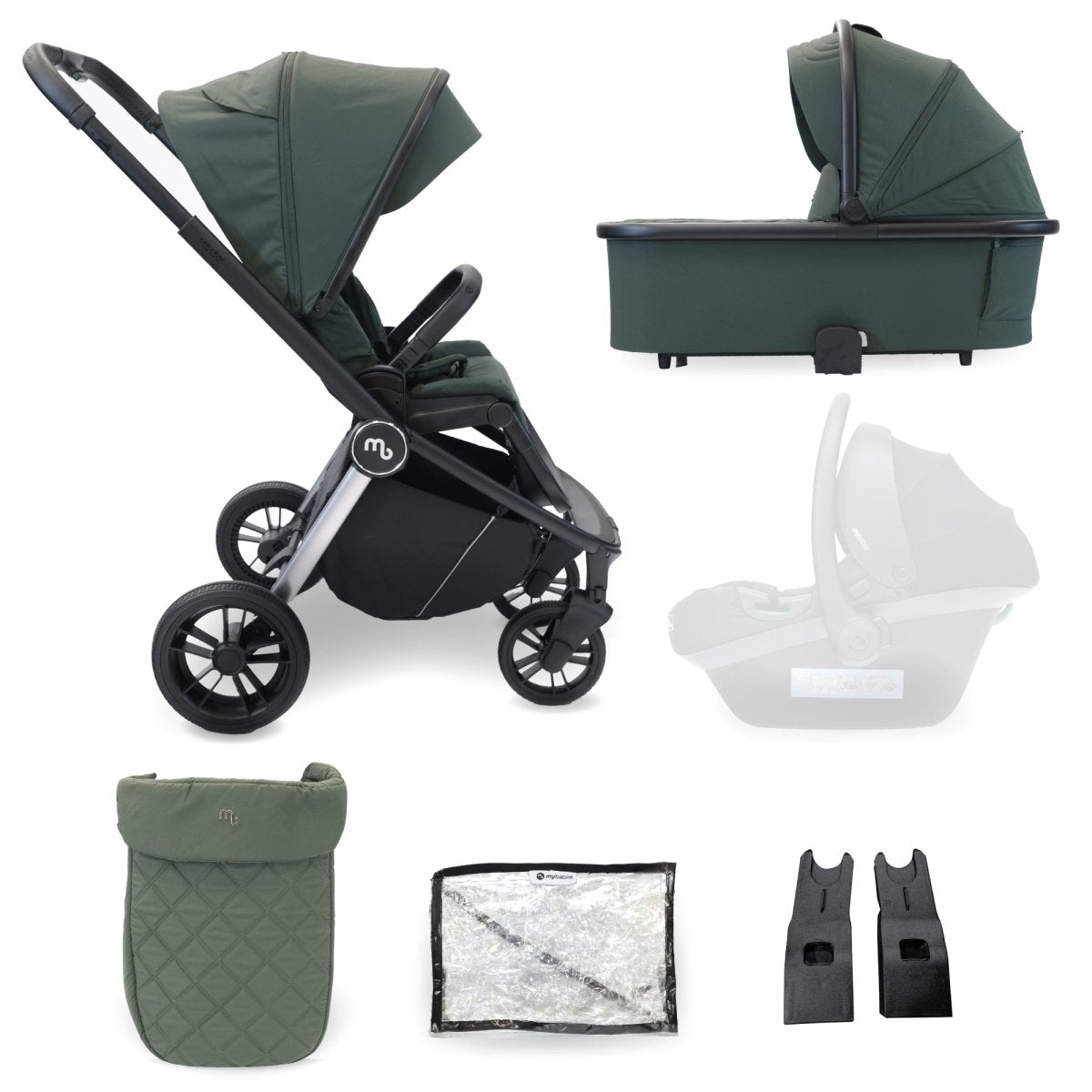 My Babiie MB450i 2 - in - 1 Pushchair - Forest Green - For Your Little One
