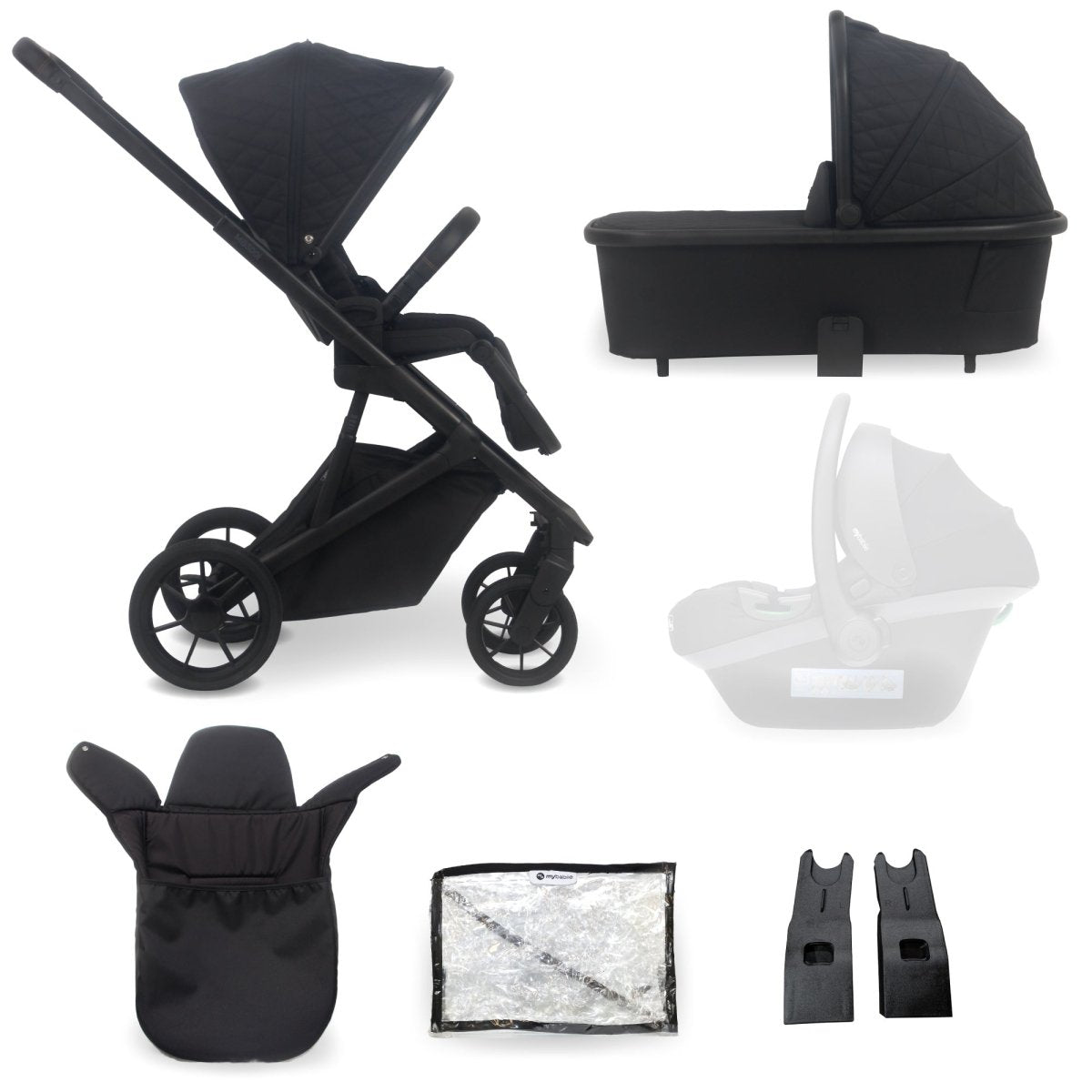 My Babiie MB500 2 - in - 1 Pushchair And Bassinet - Obsidian - For Your Little One