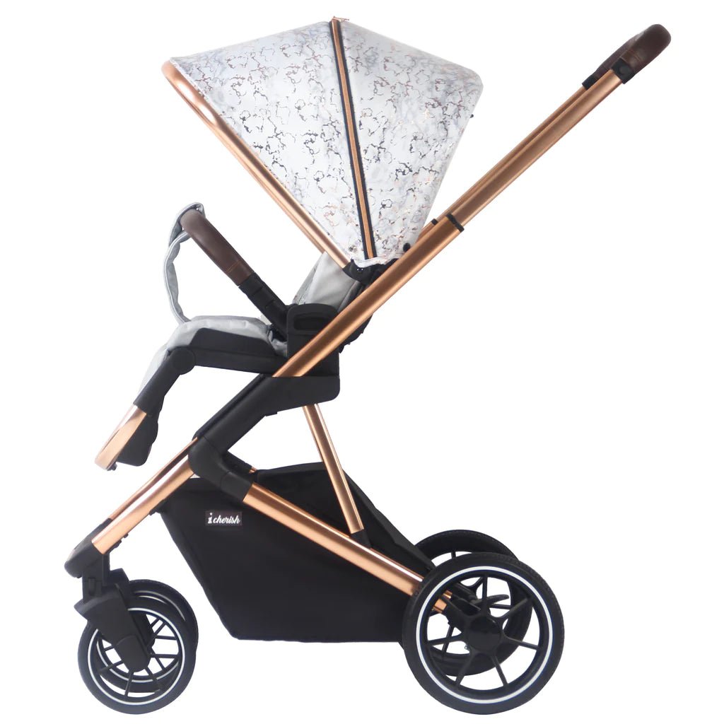 My Babiie MB500i 3 - in - 1 Travel System - Dani Dyer Rose Gold Marble - For Your Little One
