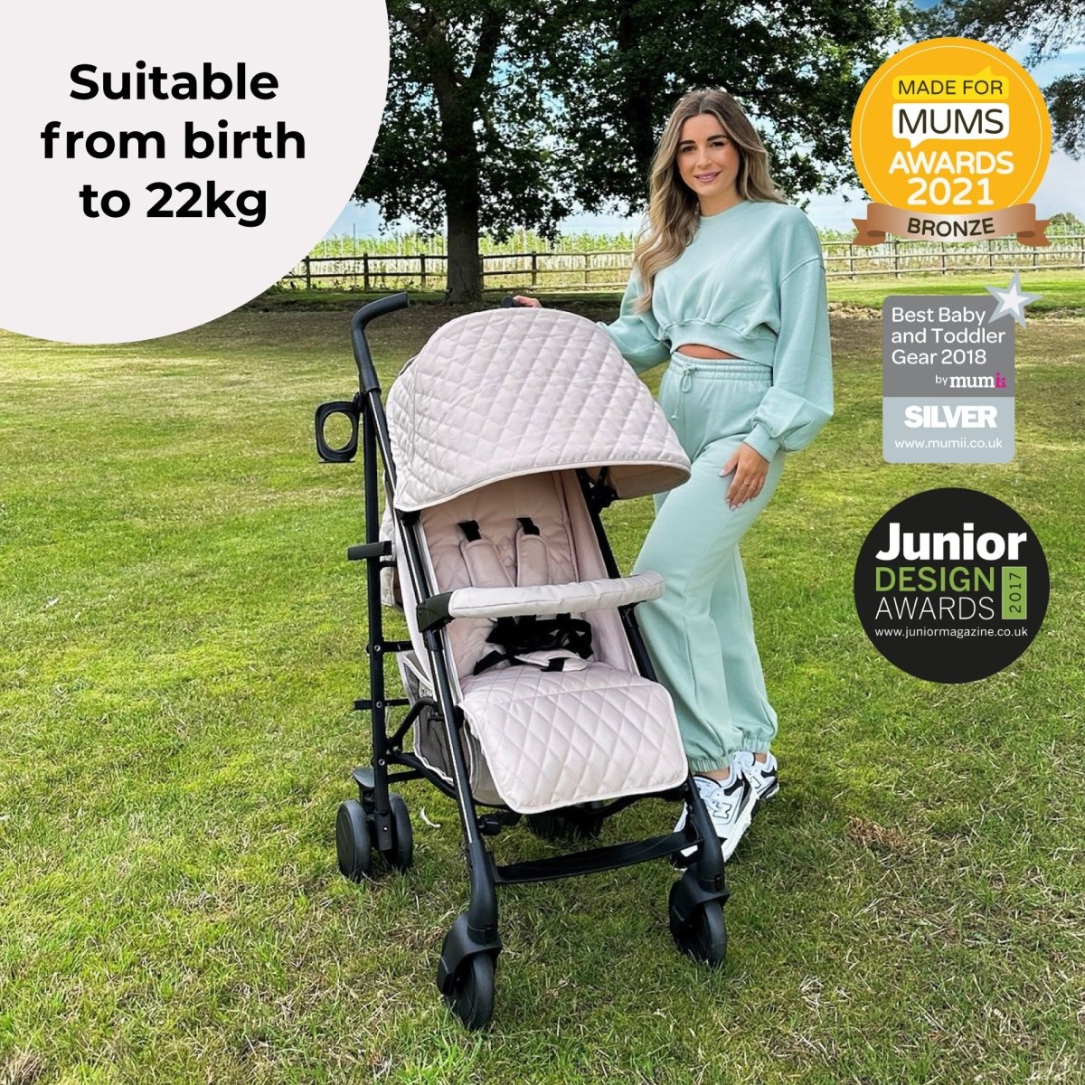 My Babiie MB51 Plus Stroller - Billie Faiers Quilted Sand - For Your Little One